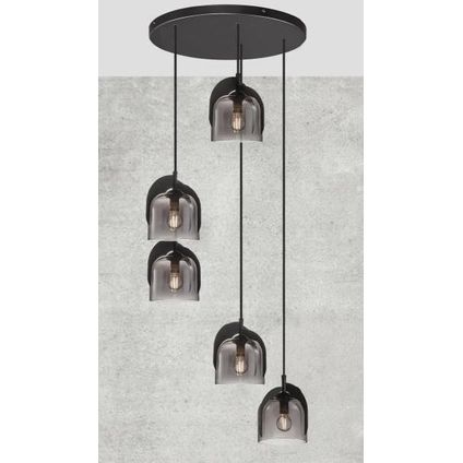 Nordlux hanglamp Boshi gerookt glas ⌀40cm 5xE14