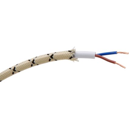 Câble textile Kopp 2x0,75mm² par mètre beige/noir
