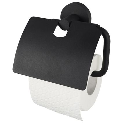 Porte-rouleau papier WC Haceka Kosmos avec rabat noir mat