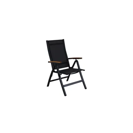 Chaise de jardin Limoux aluminium/textilène/teck FSC gris foncé