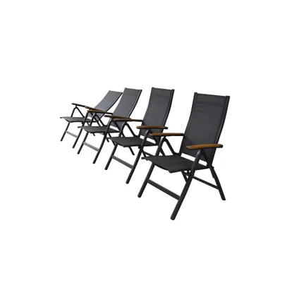 Chaise de jardin Limoux aluminium/textilène/teck FSC gris foncé 2