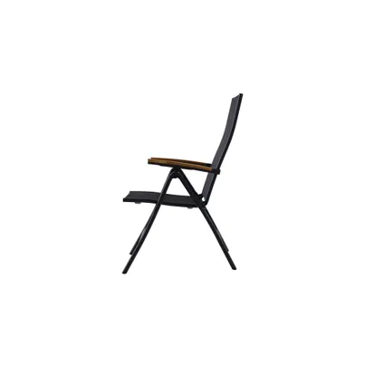 Chaise de jardin Limoux aluminium/textilène/teck FSC gris foncé 3