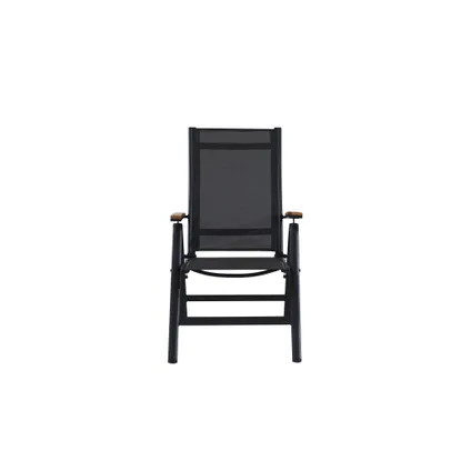 Chaise de jardin Limoux aluminium/textilène/teck FSC gris foncé 4