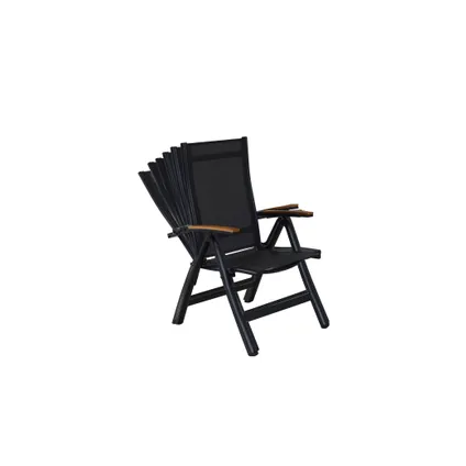 Chaise de jardin Limoux aluminium/textilène/teck FSC gris foncé 8