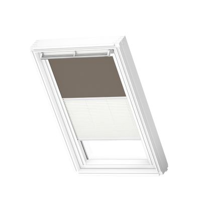 VELUX Store DUO occultant/tamisant, manuel White line DFD PK08 4574SWL Gris chaud - Blanc