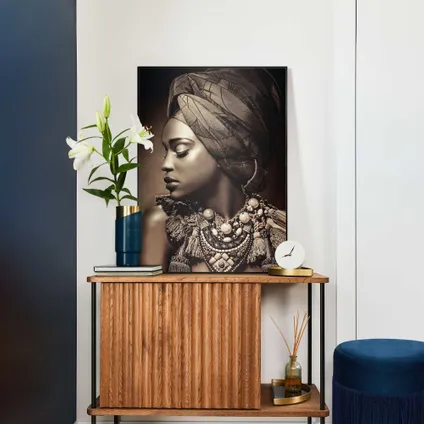 Schilderij Afrikaanse Vrouw Kleurrijk Slim Frame MDF 50x70cm 4