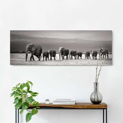 Tableau Deco Panel Troupeau d'Éléphants 118x40cm 4
