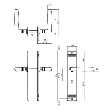 Intersteel deurklink Ton Basic + plaat sleutelgat 56mm nikkel 2
