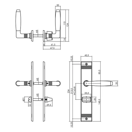 Intersteel deurklink Ton Basic + plaat WC63/8mm nikkel mat 2