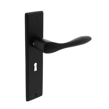 Intersteel deurklink Banaan met plaat 181x41x7 mm sleutelgat 56mm matzwart
