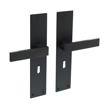 Intersteel deurklink Amsterdam + plaat 250x55x2mm sleutelgat 56 mm zwart