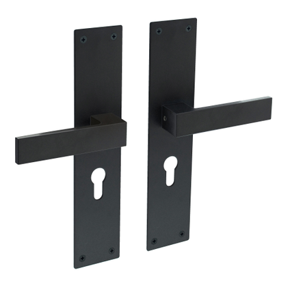Intersteel deurklink Amsterdam + plaat 250x55x2mm profielcilindergat 55 mm zwart