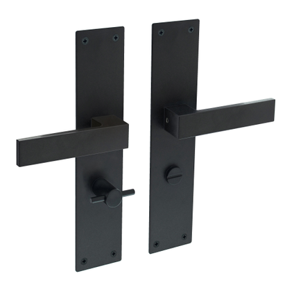 Intersteel deurklink Amsterdam + plaat 250x55x2mm WC63/8 zwart