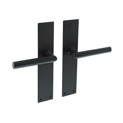 Intersteel deurklink Jura met plaat 250x55x2 mm blind zwart