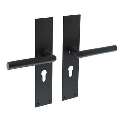 Intersteel deurklink Jura met plaat 250x55x2 mm profielcilindergat 55 mm zwart