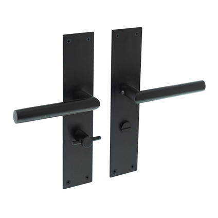 Intersteel deurklink Jura met plaat 250x55x2 mm WC63/8 zwart