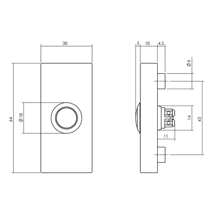 Intersteel deurbel rechthoekig  rvs/zwart 65x30x10 mm 2