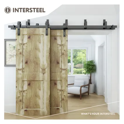 Support mural Intersteel pour portes coulissantes doubles noir mat 5 pièces 3