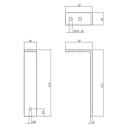 Support de plafond Intersteel pour portes coulissantes noir mat 5 pièces 2