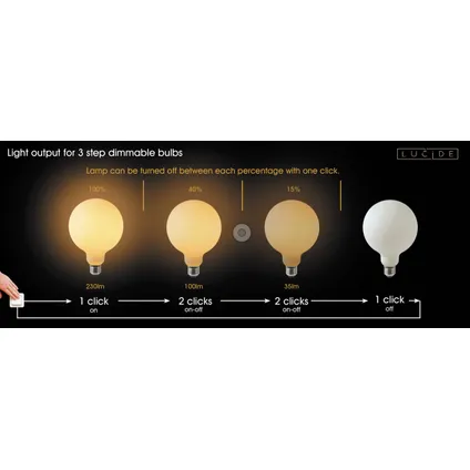 Lucide ledlamp G125 opaal E27 8W 7