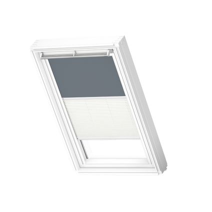 VELUX Store DUO occultant/tamisant, manuel White line DFD S08 4581SWL Bleu pétrole - Blanc