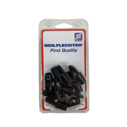 Crochet breveté Seilflechter pour élastique 4mm noir 10pcs