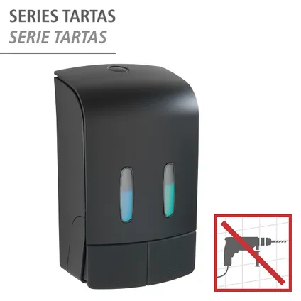 Wenko zeepdispenser/ desinfectiemiddel Tartas 2x480ml zwart 2