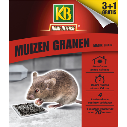 KB Muizen Granen Alfachloralose Kant-en-Klare Lokdoos 4st 'Magik Grain'