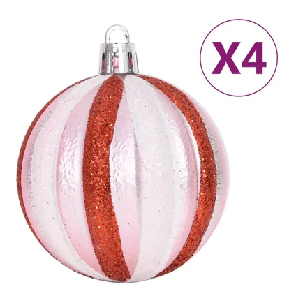 vidaXL 65-delige Kerstballenset roze/rood/wit 6