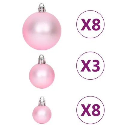 vidaXL 65-delige Kerstballenset roze/rood/wit 7