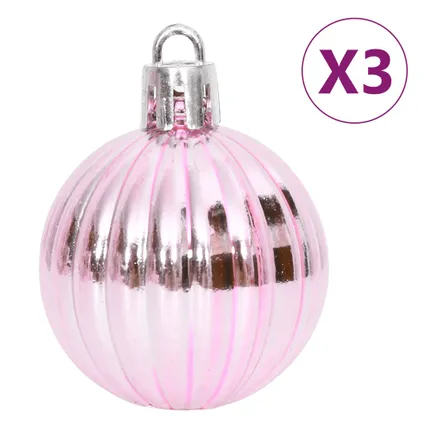 vidaXL 65-delige Kerstballenset roze/rood/wit 9