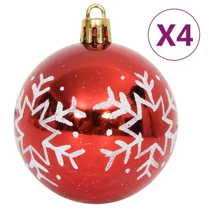 vidaXL Ensemble de boules de Noël 64 pcs Rouge et blanc 4