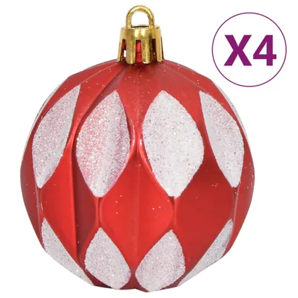 vidaXL Ensemble de boules de Noël 64 pcs Rouge et blanc 5