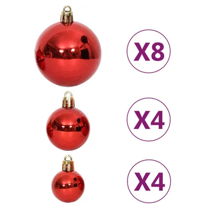 vidaXL Ensemble de boules de Noël 64 pcs Rouge et blanc 7