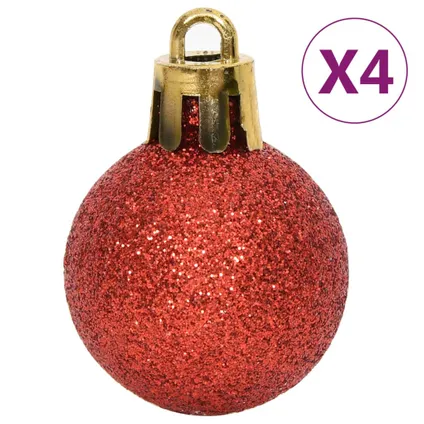 vidaXL 64-delige Kerstballenset rood en wit 9