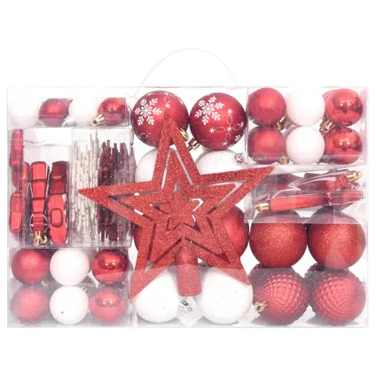 vidaXL 108-delige Kerstballenset rood en wit 2