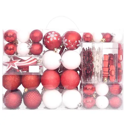 vidaXL 108-delige Kerstballenset rood en wit 3