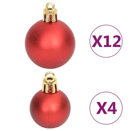 vidaXL 108-delige Kerstballenset rood en wit 10