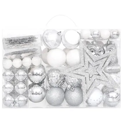 vidaXL 108-delige Kerstballenset zilver en wit 3