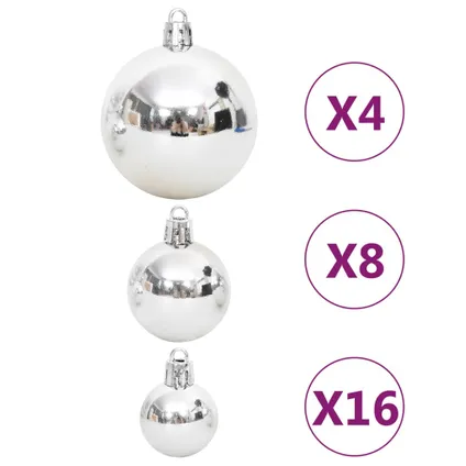 vidaXL 108-delige Kerstballenset zilver en wit 6
