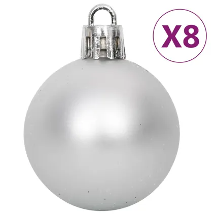 vidaXL Ensemble de boules de Noël 108 pcs Argenté et blanc 8