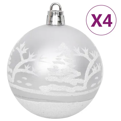 vidaXL Ensemble de boules de Noël 108 pcs Argenté et blanc 9
