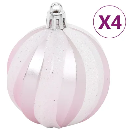 vidaXL 108-delige Kerstballenset wit en roze 6