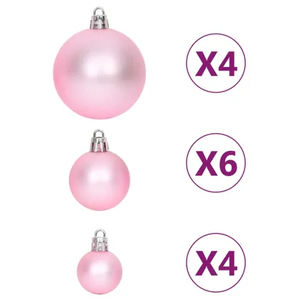 vidaXL 108-delige Kerstballenset wit en roze 7