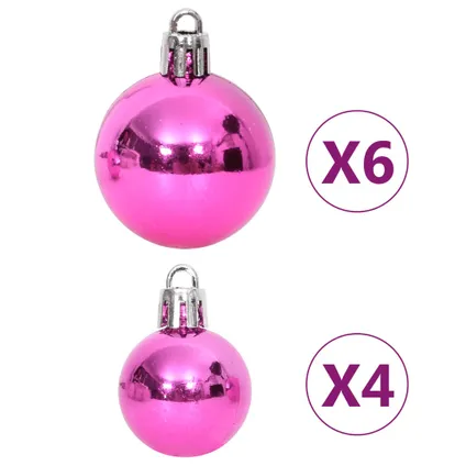 vidaXL 108-delige Kerstballenset wit en roze 8