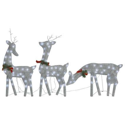 vidaXL Famille de rennes de Noël 270x7x90cm Argenté Blanc froid