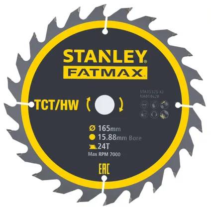 Scie circulaire Stanley STA15325-XJ TCT/HM Ø165mm