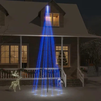 vidaXL Vlaggenmast kerstboom 732 LED's blauw 500 cm 2