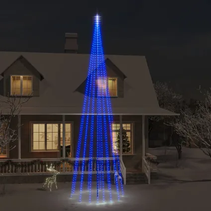 vidaXL Sapin de Noël sur mât de drapeau 1134 LED Bleues 800 cm 2