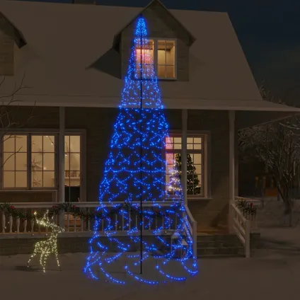 De eigenaar Afvoer kans VidaXL kerstboom vlaggenmast 1400 LED lampjes blauw 500cm